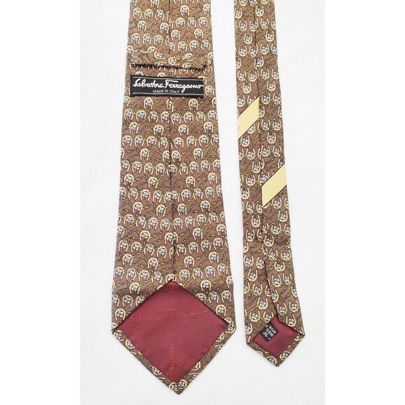 Salvatore Ferragamo Mens Silk Neck Tie Good Luck Horseshoes Clover Ribbons - Picture 5 of 8